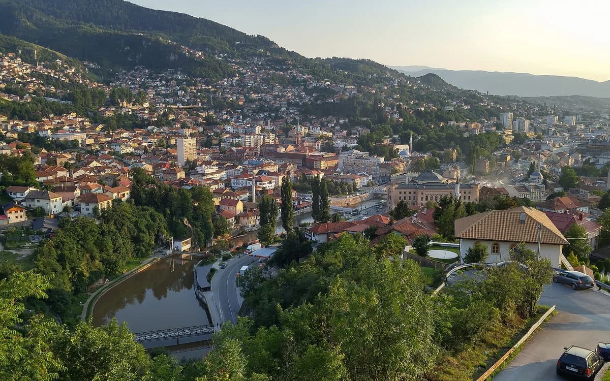 Sarajevo skyline viewed directly from the Yellow Fortress viewpoint