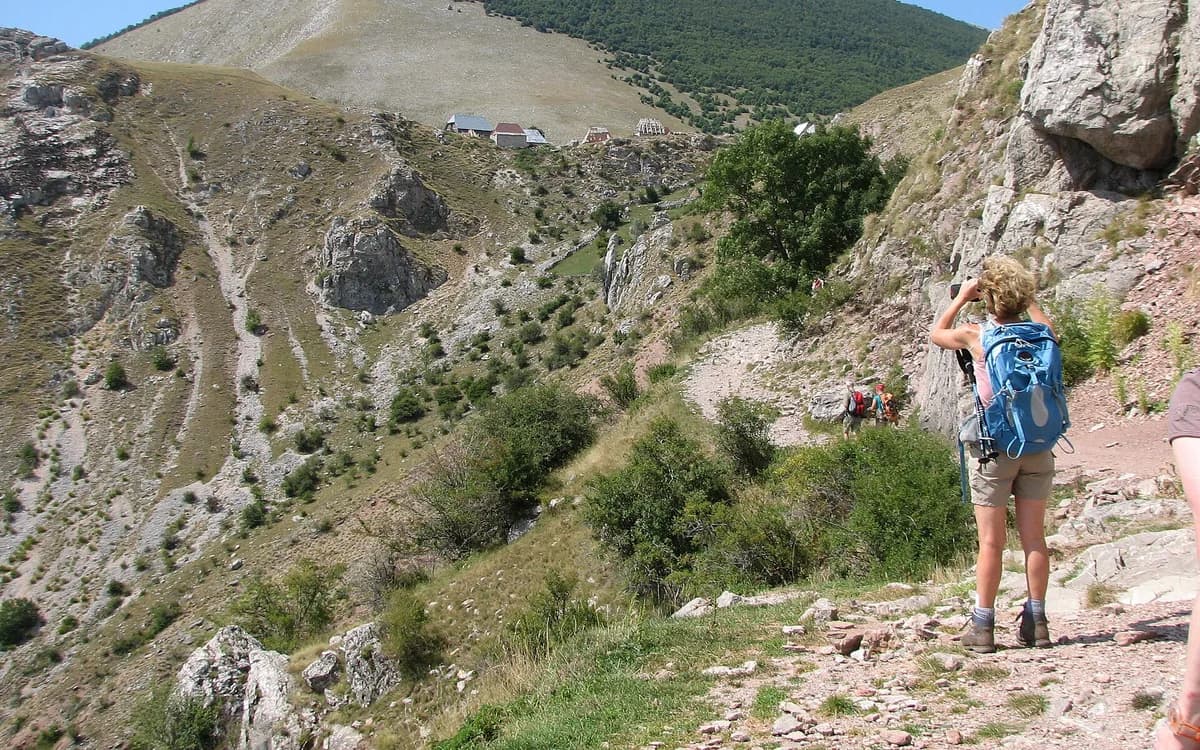 Mountain landscape and approach to Lukomir village